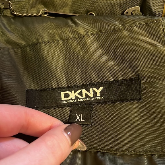 DKNY Army Green Long Winter Coat - Picture 9 of 10